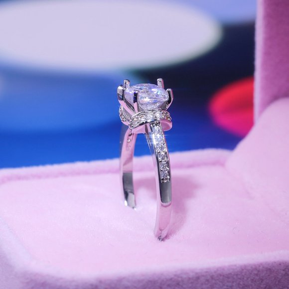 🔥 Sweet Heart Crystal Clear CZ Anillo Trendy Silver Ring for Women, VIP447 - Picture 7 of 9